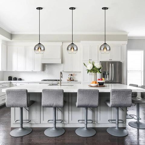 Black Farmhouse Pendant Light Fixtures Two Pack Over Table With Crystal Lampshades For Kitchen Island And Dining Room Rustic Ceiling Hanging Lighting For Kitchen Sink Area in modern kitchen