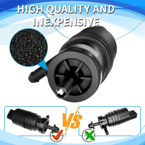 Heavy Duty Windshield Washer Fluid Pump With Mounting Grommet Straight Swap Fit Auto Replacement For Bmw Mercedes Benz black pump close-up view