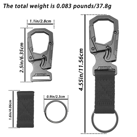 Double Lock Carabiner Clip Keychain 3 Inch Zinc Alloy Carabiner For Camping Hiking Cycling And Backpack Gear Anti Error Easy Release Safety Lock Compact Durable Black Pack Of 2
