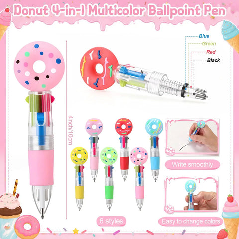 Must Have 36 Donut Shaped Gel Pens Set For Back To School Gifts multicolor pens with donut tops and writing features displayed