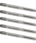 5 Piece No 10-24 UNC HSS Machine Tap Set for Right Hand Threads, Pro Grade Metalworking Drill Tap Kit with 58mm Length and 24 TPI