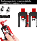 Hydraulic Brake Hose Fitting Insertion Tool For Bikes With Olive Banjo Fittings shown with replacement ejector pins