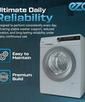 Washing machine promoting reliability and maintenance with text "Ultimate Daily Reliability."
