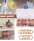 Badass Heavy Duty 400 Pcs Flat Copper Washers Kit Heat Resistant Seal Set For Cars Injectors Drain Plugs Universal M5 M6 M8 M10 M12 M14 Sizes Leak Proof Top Rated Seals That Hold Up Under Heat Always For Street Kings copper gasket kit in organizer box