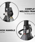 Beefy 3 Ton Double Locking Steel Jack Stands Set 2 Pack Black Heavy Duty Vehicle Lifting Supports close-up of frame and handle