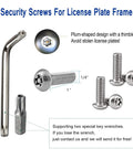 Stainless Steel License Plate Screws Kit For Car With Anti Theft Hardware M6 25mm 1 Quarter Inch Black Caps Bolts Nuts Fasteners Includes Anti Theft Screwdrivers Rust Proof