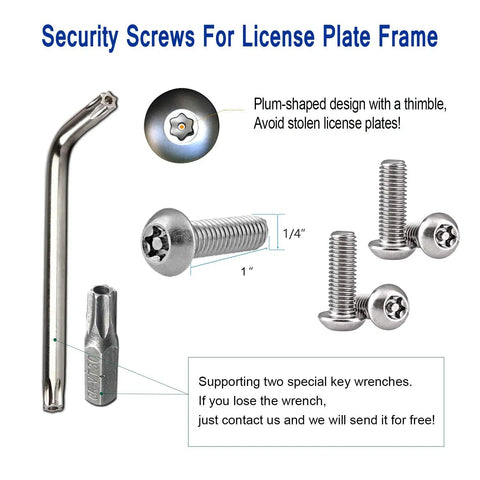 Stainless Steel License Plate Screws Kit For Car With Anti Theft Hardware M6 25mm 1 Quarter Inch Black Caps Bolts Nuts Fasteners Includes Anti Theft Screwdrivers Rust Proof