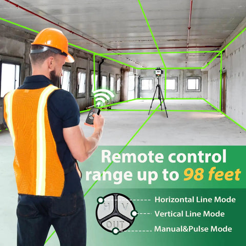 Green Laser Level Pro Grade Kit With Tripod And Accessories, 16 Line 360 Self Leveling Laser System in use in construction site