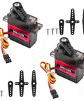 Two Pack MG90S Micro Servo Motors with Metal Gears 9G High Torque 360 Degree Control for helicopter, plane, boat, robot, and RC car projects