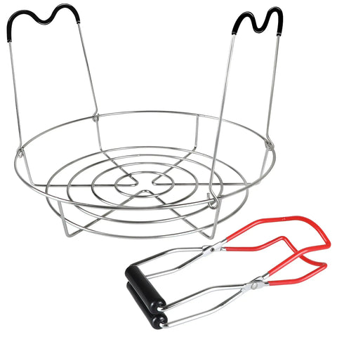 12 Inch Stainless Steel Canning Rack With Contour Handles For Pressure Canner Pot Holds 7 Pint Or 6 Quart Jars, Rustproof Durable Grid