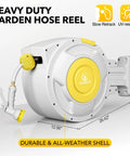 Retractable Garden Hose Reel With Wall Mount, Heavy Duty Five Eighth Inch Hybrid Hose, Lock At Any Length, 180 Degree Swivel
