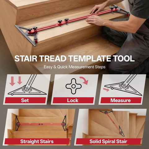 Built Tough Adjustable Aluminum Stair Tread Template Tool And Precision Angle Length Measuring Jig for precise stair dimensioning