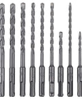 Front view of YOUGFIN SDS-Plus rotary hammer drill bit set, 17-piece with carbide-tipped masonry bits