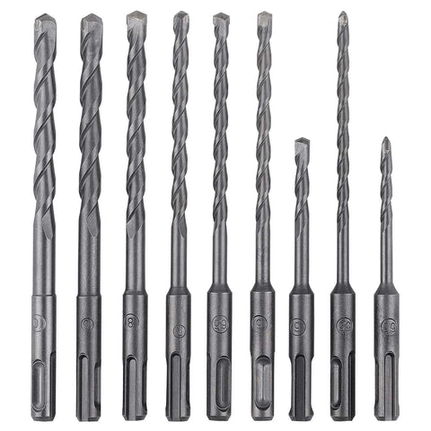 Front view of YOUGFIN SDS-Plus rotary hammer drill bit set, 17-piece with carbide-tipped masonry bits