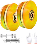 Built Like A Tank 6 Inch V Groove Sliding Gate Wheels Set Of 2, Double Bearing Steel Rollers with bolts and gloves.
