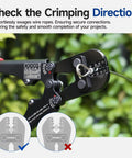 Pro Grade Wire Rope Crimping Tool For Aluminum Oval And Double Sleeves, 3/64 To 1/8 Inch Crimps, 4 Position Jaw in use
