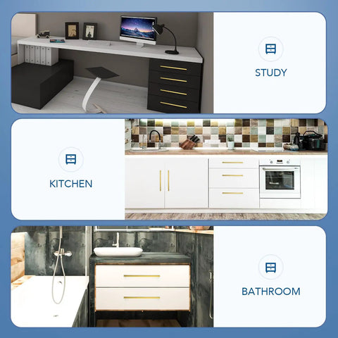 10 Inch Brushed Brass Cabinet Pulls 30 Pack Square Bar Kitchen Handles Gold Hardware for cabinets and drawers in kitchen, bathroom, and study.