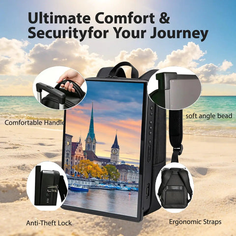 21.5 Inch Portable Lcd Backpack Signboards For Street Marketing Fly Setup Crisp Hd Touchscreen Digital Adboard with ergonomic straps and anti-theft lock.