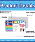 World Geography Flags And Capitals Flashcards 201 Laminated Country Cards with Iceland flag and educational details
