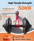Image of a trimmer line demonstrating high tensile strength by lifting weights, showcasing 15 Pack Replacement Trimmer Line Spools Set For 0.065 Inch Line Refills Compatible With Worx Weed Eater And Weed Wacker Models Includes 12 Spools And 3 Caps No Fuss Durable Premium Trimmer Line Refills For Quick Yard Work