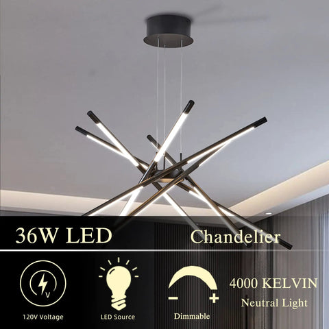 Dope Modern LED Ceiling Light Dimmable Black Chandelier With Twelve Heads Sputnik Pendant showcasing acrylic lampshade