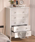 Sweet Brushed Nickel Cabinet Knobs 6 Pack Premium Zinc Alloy Square Drawer Pulls on a modern white dresser with open drawers.