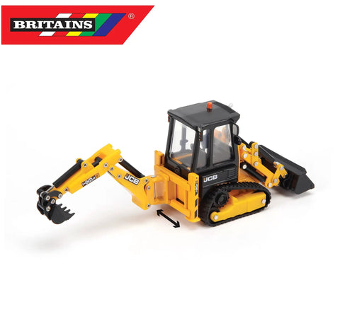 JCB Farm Tractor With Tracked Backhoe Loader 1:32 Scale Collectible Toy, realistic detailing in yellow and black, die-cast body