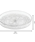 Rain Collection Lazy Susan Turntable Organizer For Vanity And Countertop 9 Inch Round Clear Plastic Storage with dimensions.