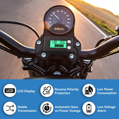 Waterproof Battery Monitor For 12V To 72V Systems With LCD Display And Green Backlight Voltage And Capacity Tester For Cars Golf Carts RVs And Marine Use