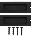 Two Pack Recessed Finger Flush Door Pulls For Pocket And Sliding Barn Doors Black Stainless Steel Rectangular Door Handles