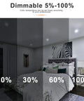 Bedroom with 12 Pack 5-Inch LED Recessed Lights With Junction Box, 5CCT Selectable 2700K-5000K, dimmable settings at 10% to 100%.