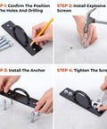 Installation steps for Heavy Duty Battle Rope Anchor Wall Mount Kit with iron brackets and bolts for gym use.