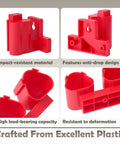 Tool Holder and Battery Mount for Milwaukee M12 12V Tools Wall Mount Hanger Kit, red plastic material, close-up of features