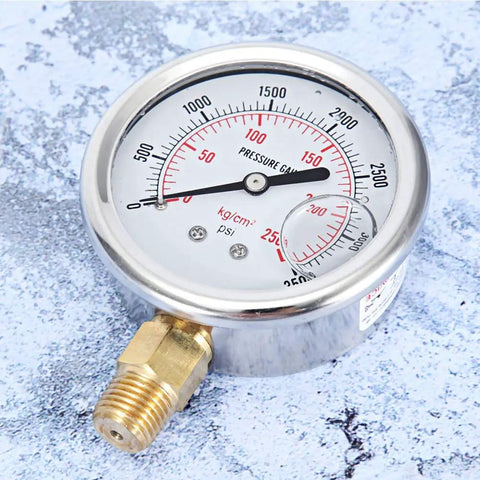 Built Tough Stainless Steel Hydraulic Liquid Filled Fuel Pressure Gauge Featuring Silver Dial And Precise Measurements From Zero To Three Thousand Five Hundred Psi For Badass Engine Mods And Top Shelf Automotive Performance Upgrades