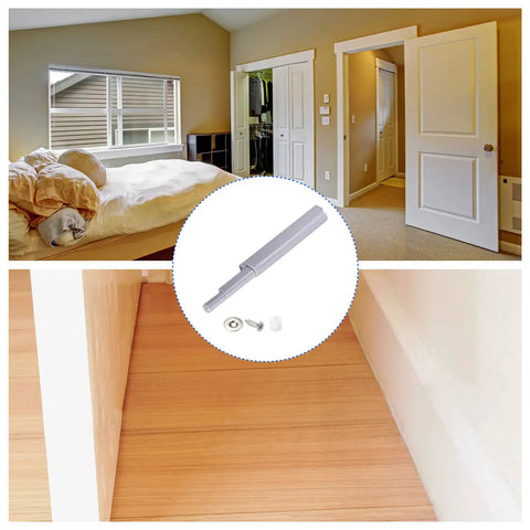 Premium Magnetic Push Latches 2 Pack Gray Soft Close Push To Open for cabinet drawer installation with screws and parts.