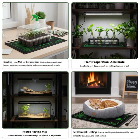 4 Pack Graphene Seedling Heat Mats For Plants Waterproof Heating Pads For Seeds Germination And Microgreen Trays Thick And Reusable 20W Fits 1020 Trays