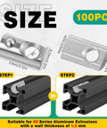 M5 T-nuts for aluminum extrusion, 100 pcs, silver carbon steel, 2020 series, half-roll