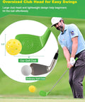 Demonstration of Backyard Golf Game Set For Adults, 2 Portable 36 Inch Clubs With Oversized Plastic Heads for easy play.