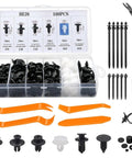 135 Piece Universal Car Bumper Retainer Clips Kit With Six Sizes Of Fasteners Plus Auto Trim Removal Tools Cable Ties And Sponge Cushions