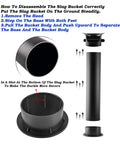 Instructions for disassembling the Slick Black Espresso Dump Bin, Detachable Vertical Coffee Grounds Bucket with slotted base.