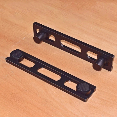 Woodworking Planing Stop Set For Tables And Workbenches, 19mm Aluminum Alloy Pew Dogs Clamp Assistant on wooden surface