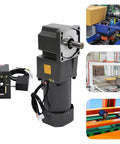 Electric gear motor by Amazon BISS 200W with 90° right-angle output shaft and 110V variable-speed controller.