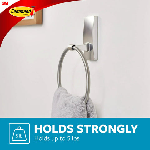 Premium Satin Nickel Self Adhesive Bathroom Towel Ring Damage Free Wall Mount Holder With Heavy Duty Strips For Easy Peel Stick No Drill Renter Friendly Home Decor
