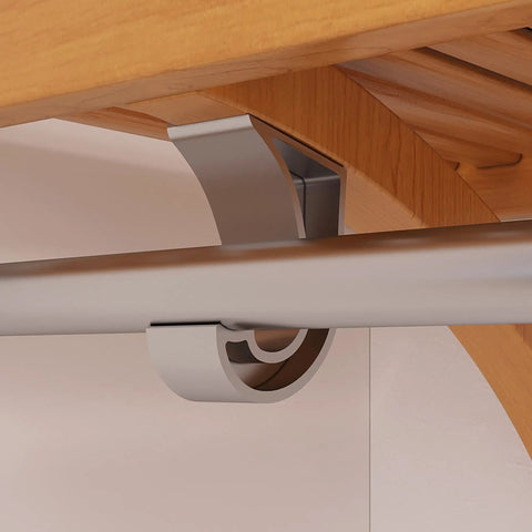 Satin nickel hardware detail on Top Tier Solid Wood Closet Organizer With Wall Mounted Walk In Closet Storage Rack.