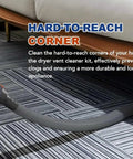 Sealegend dryer vent cleaner kit with gray corrugated hose attached to a cordless vacuum, side view