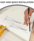 Foldable Stainless Steel Lid Support Hinges 2 Pack Easy To Install For Cabinet Doors And Display Racks on white surface, measurement tools nearby