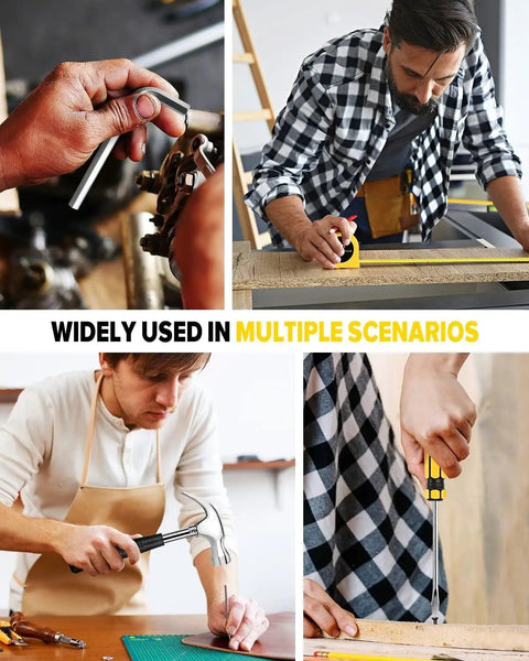 People using DIY Tool Kit Set With Storage Case For Home Garage And Office Grab And Go Hand Tools for various projects.
