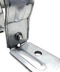 Close-up of 2-3/8 Inch Steel To Wood Fence Brackets Set With 50 Pipe Grip Ties Galvanized Metal Fence Post Brackets
