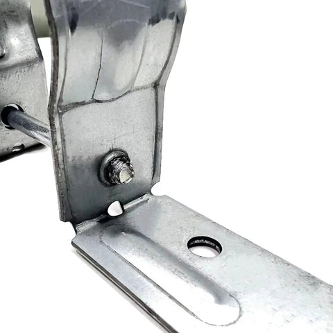 Close-up of 2-3/8 Inch Steel To Wood Fence Brackets Set With 50 Pipe Grip Ties Galvanized Metal Fence Post Brackets