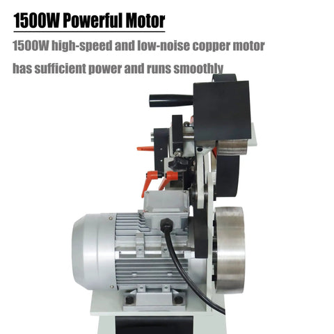 Kickass Pro Series Bench Belt Sander And Knife Grinder With Variable Speed Control and Dual Wheel For Smooth Metal Wood Polishing Flat Platen Tool Rest Stand 1500W 220V showing powerful 1500W copper motor.